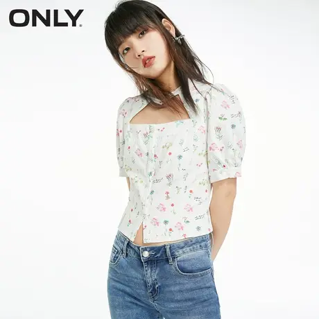 ONLY奥莱夏季时尚气质百搭短款印花短袖衬衫女商品大图