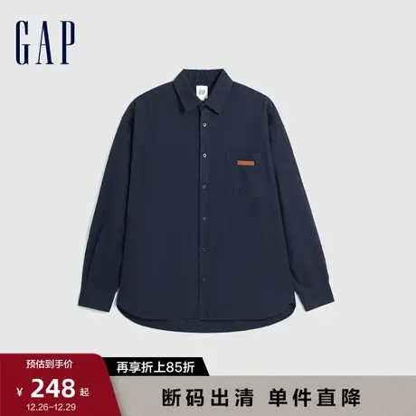 【断码优惠】Gap男装春秋宽松休闲长袖衬衫通勤纯棉上衣892085图片