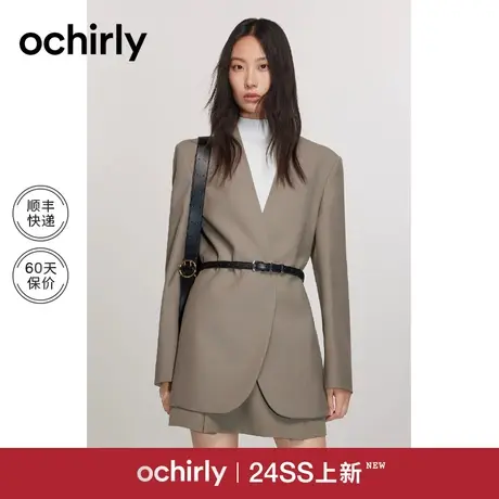 进口羊毛纱精纺呢西装外套女 欧时力2024新款早春通勤气质正肩图片