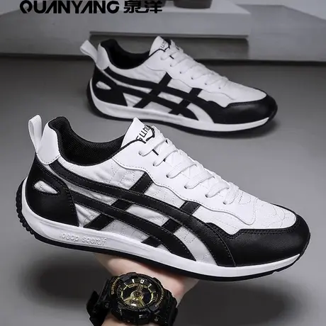 泉洋欧洲站男鞋春季百搭软底运动休闲鞋男士上班工作劳保黑色潮鞋商品大图