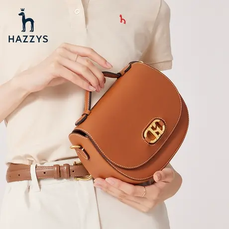 Hazzys哈吉斯新款休闲女士手提包英伦风牛皮革潮流气质包包商品大图