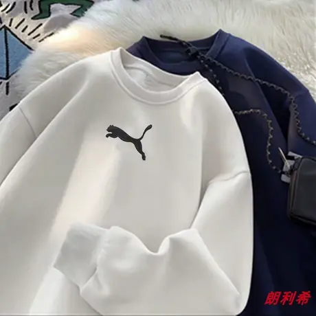 奥特莱斯旗舰店潮牌圆领卫衣男女秋冬季重磅宽松情侣运动上衣外套商品大图