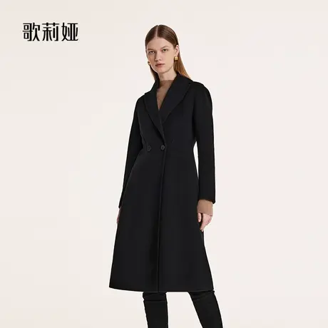 歌莉娅羊绒大衣女2023冬季新款高端中长款气质黑色外套1BDL6N1J0图片