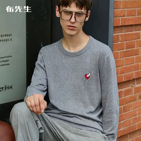 MrBu布先生休闲长袖针织衫男 春秋圆领撞色打底男上装 KT01022商品大图