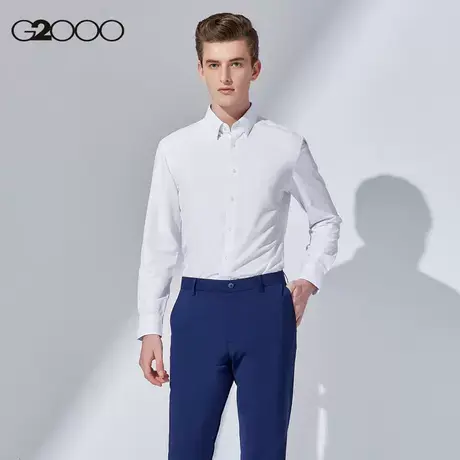 G2000男装 商场同款秋冬新款百搭纯色尖领商务男士衬衣长袖衬衫图片