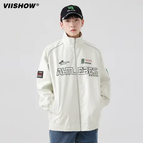 VIISHOW美式夹克外套男春秋街头飞行员机车服hiphop宽松痞帅上衣商品大图