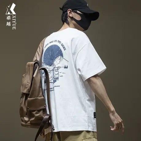 潮男白T恤男加肥加大夏季大码短袖男士潮牌青少年纯棉内搭打底衫商品大图