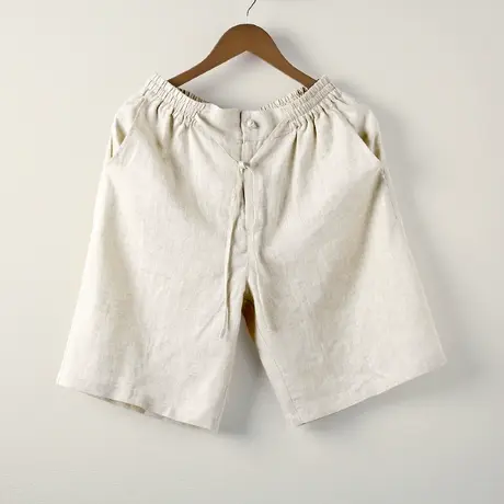 100%纯亚麻短裤男新中式中国风男装薄款中裤直筒宽松复古五分裤商品大图