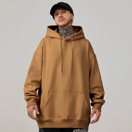 重磅卫衣大码秋冬款连帽加绒美式复古胖子外套男春秋潮牌宽松男生商品大图