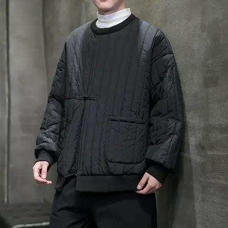 冬季套头棉衣男大码宽松中国风男装复古盘扣青年休闲棉袄保暖外套商品大图