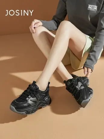 卓诗尼旗舰店简约秋冬新款百搭厚底老爹鞋女舒适软底休闲运动鞋女商品大图
