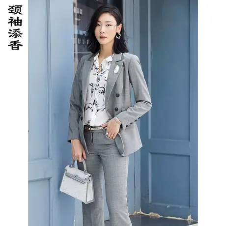 颈袖添香2023春秋新款职业女裤时尚气质OL修身羊毛商务女装图片
