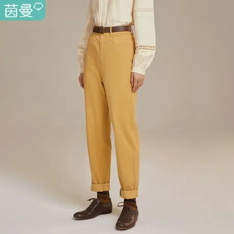 茵曼特价清仓春装下装简约好搭显瘦复古文艺锥形裤休闲长裤女图片