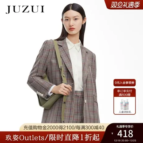JZ玖姿奥莱春秋新款复古帅气休闲合身通勤日常女西装外套商品大图