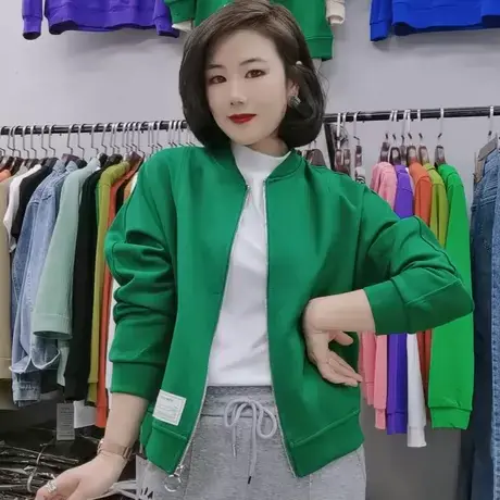 2023春新款设计感小众长袖短款外套女宽松显瘦百搭棒球服夹克开衫商品大图