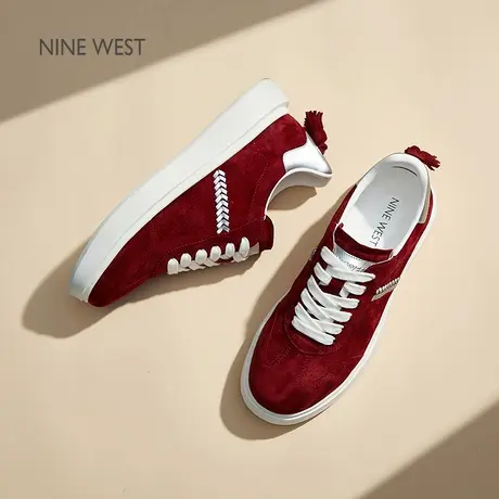 Nine West/玖熙厚底德训鞋女2025夏季新款真皮增高百搭运动休闲鞋图片
