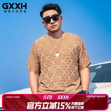 GxxH大码男装夏季新款宽松短袖T恤男士垂感速干休闲宽松圆领上衣商品大图