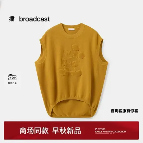 播商场同款迪士尼米奇系列无袖圆领针织衫女25早秋新品BDS3SD3221图片