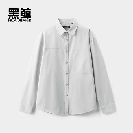 海澜之家旗下黑鲸简约纯色长袖衬衫男25年秋季新品宽松休闲衬衣男图片