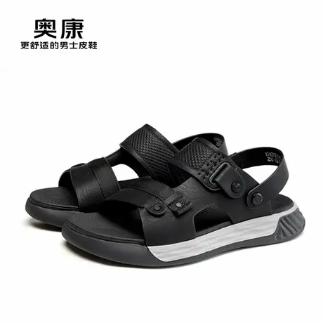奥康休闲沙滩鞋男款2025新款夏季透气厚底黑色百搭舒适运动凉鞋男商品大图