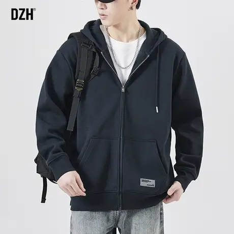 男士休闲运动外套男春秋款春装新款衣服宽松上衣蓝色开衫卫衣连帽商品大图