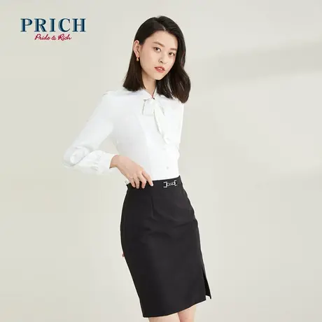 【直播专享】【商场同款】PRICH新款通勤上衣蝴蝶结系带领衬衫女图片