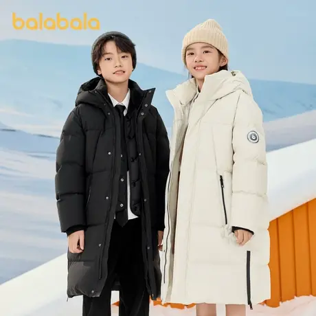 巴拉巴拉童装儿童羽绒服冬季长款外套加厚男女童连帽商品大图