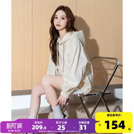唐狮卫衣女春秋新款连帽套头宽松大口袋春季时尚百搭chic工装外套商品大图