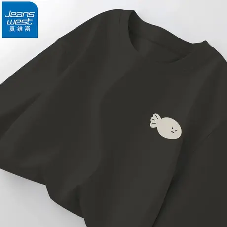 NR真维斯美式纯棉长袖t恤男小鱼印花新款潮牌圆领内搭体恤上衣服商品大图