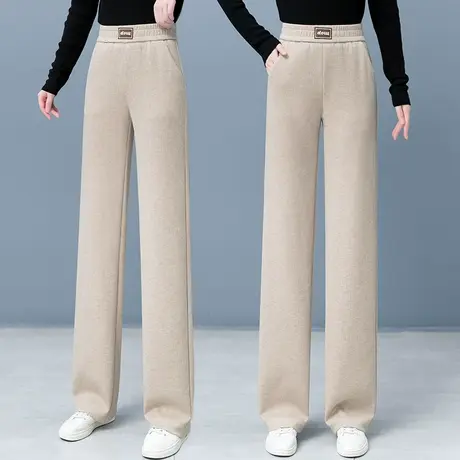 雪尼尔阔腿裤女秋冬2023新款窄版休闲女裤垂感小个子加厚直筒裤子商品大图