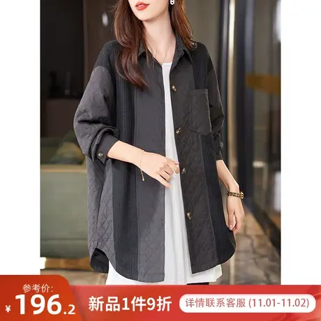 宝诗黎【新品价218元】翻领针织拼接宽松外套HHI2072图片