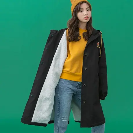 棉服长款女过膝外套冬棉衣中长款韩版2017新款加厚chic棉袄图片