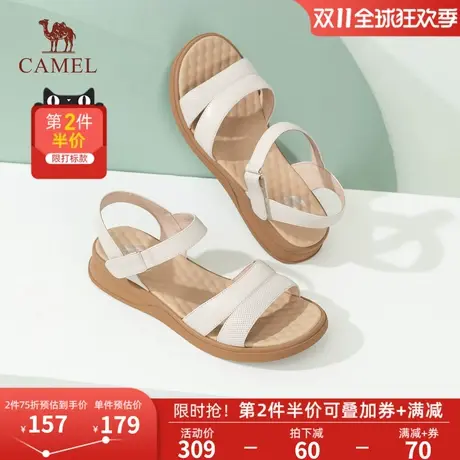 骆驼女鞋2023夏季新款时尚休闲百搭露趾舒适魔术贴时装凉鞋女图片