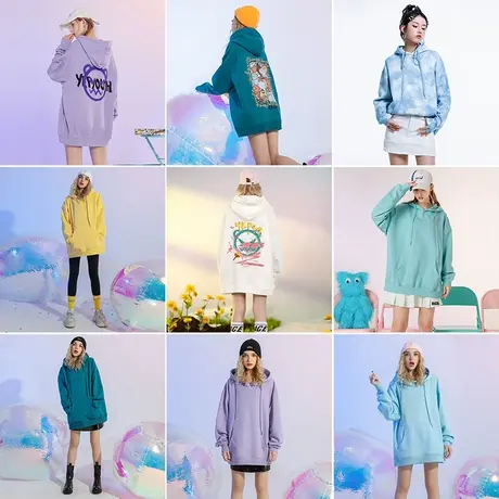 [3件200]初春高级感超好看oversize美式复古潮牌卫衣女小个子清仓商品大图