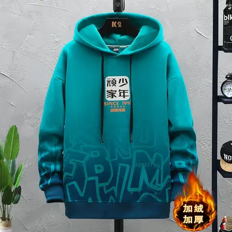 13秋冬季加绒加厚卫衣男孩12岁15高初中学生16大童棉感上衣服14潮商品大图