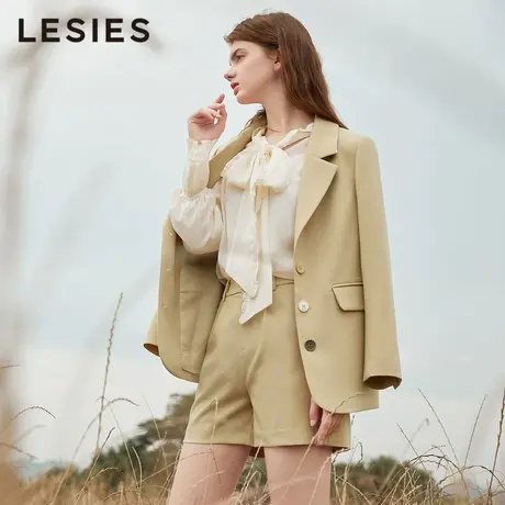 LESIES蓝色倾情春秋新款简约轻职风小西装外套女职业装裤子图片