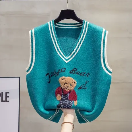 v领针织马甲背心女2023秋装新款韩版宽松外穿马夹外搭毛衣坎肩潮商品大图