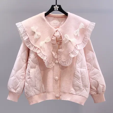 蝴蝶结娃娃领设计感棉服女冬季2023新款宽松加厚小个子棉衣外套图片