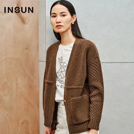 INSUN恩裳线上专选冬季宽松慵懒美拉德羊毛针织衫商品大图