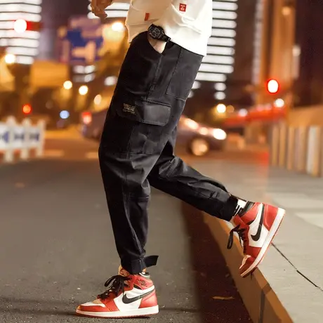 cargo工装裤男潮牌直筒裤坠感阔腿裤宽松男生港风秋季裤子休闲裤商品大图