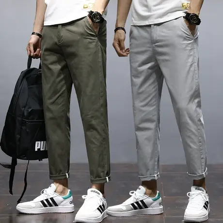 秋季痞帅九分休闲裤男士直筒宽松9分裤春秋款男裤子2023年新款潮商品大图