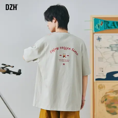 男士300G重磅t恤男短袖美式潮牌男装2023年新款夏季半袖上衣宽松商品大图