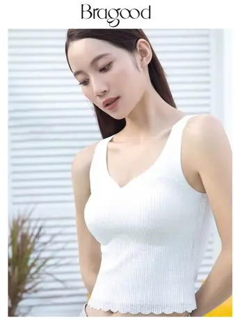 内衣女无钢圈舒绒磨毛文胸带bra一体保暖背心免穿文胸塑形二合一商品大图