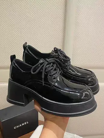 黑色粗跟小皮鞋女英伦风秋冬系带日系JK增高玛丽珍乐福通勤工作鞋商品大图