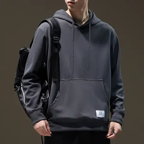潮牌秋季男装卫衣纯色连帽卫衣男款长袖百搭男士春秋休闲潮流卫衣商品大图