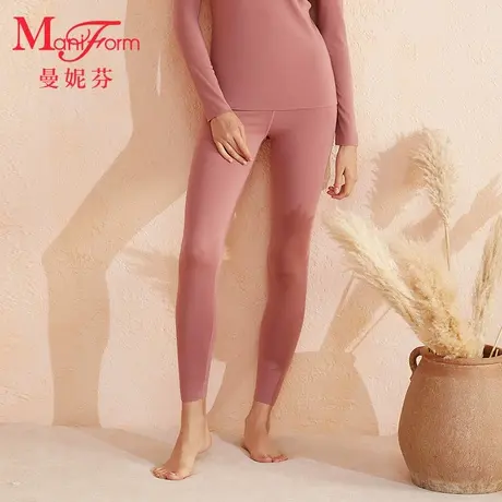 曼妮芬女中腰内搭暖裤柔软打底秋裤轻薄蕾丝舒适内搭长裤20210447商品大图
