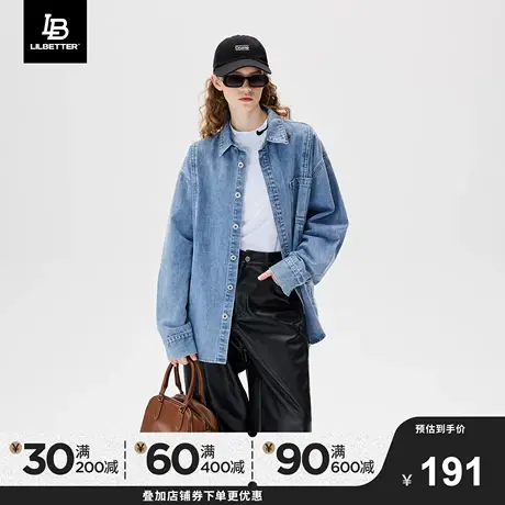 Lilbetter牛仔衬衫男长袖衬衣春季新款外套美式上衣复古潮牌寸衫商品大图