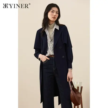 *YINER音儿女装秋季时尚中长款风衣外套商品大图