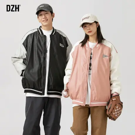 男士pu皮棉服男款冬季棒球服皮衣外套男冬款美式夹克加厚保暖棉衣商品大图