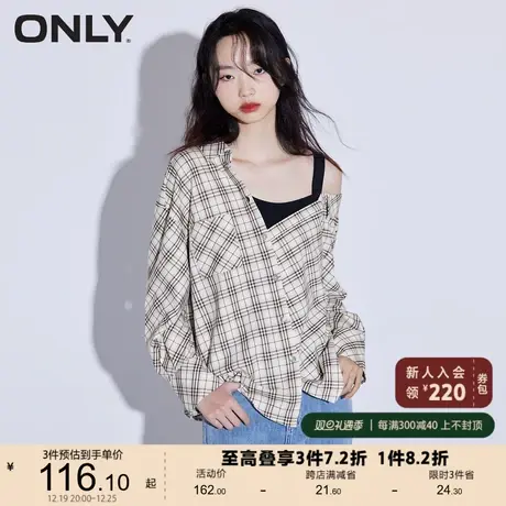 【上新】ONLY奥莱春季新款格子衬衫雪纺衫女商品大图